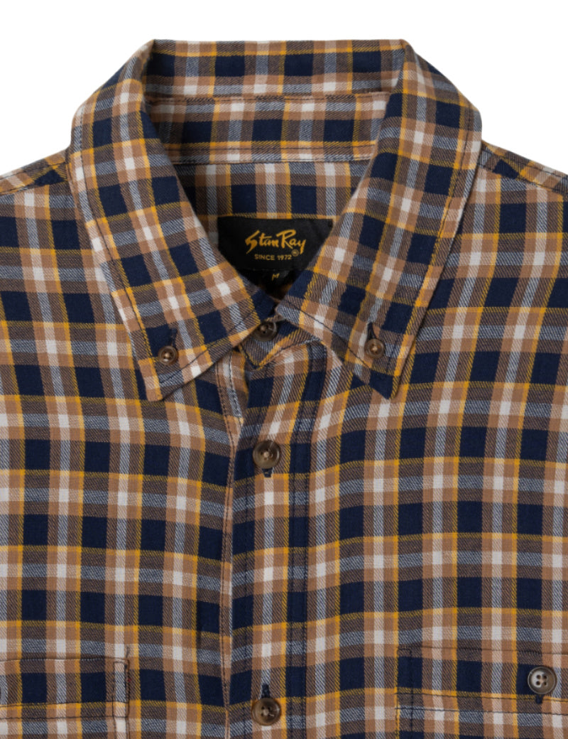 Stan Ray Flannel Shirt Navy Check Collar Detail
