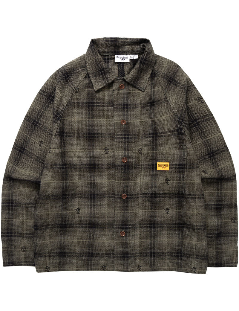 Service Works Thistle Plaid Front Of House Jacket Olive