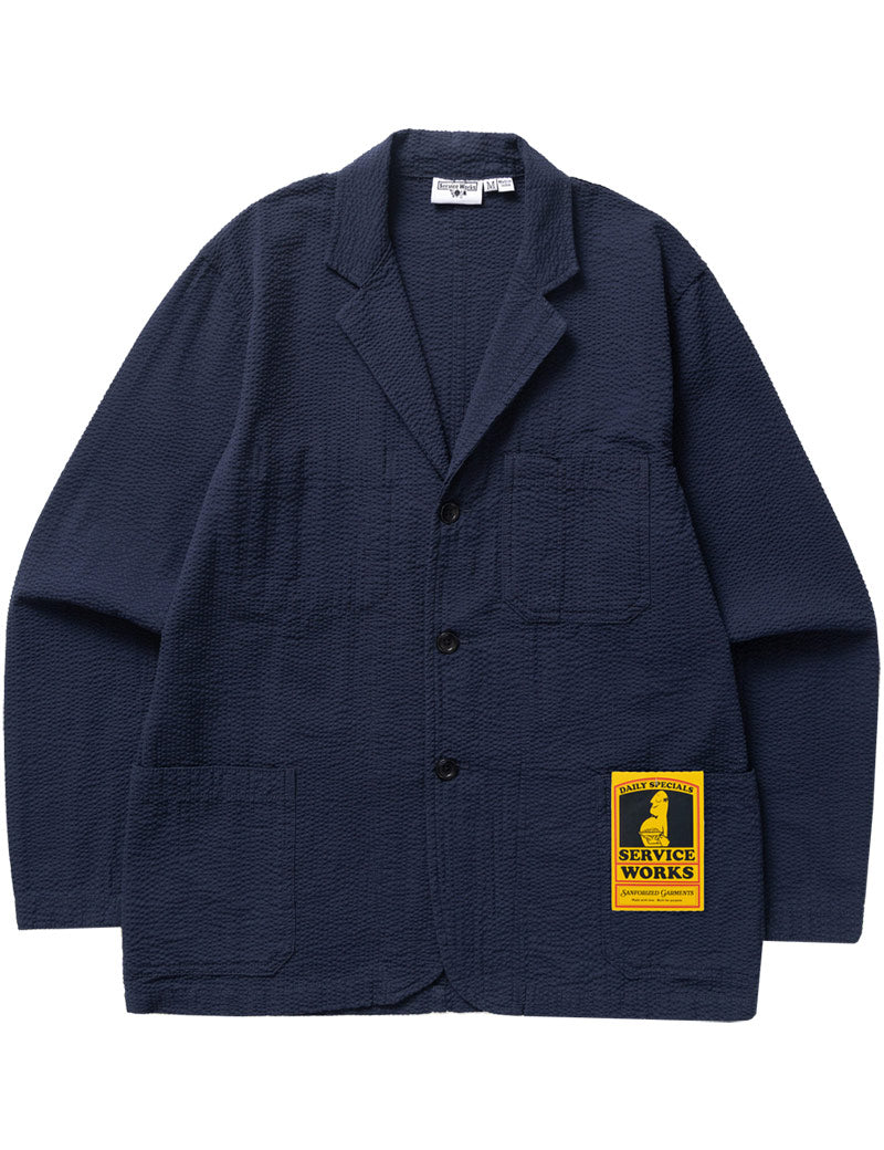 Service Works Seersucker Server Suit Jacket Dark Navy Front
