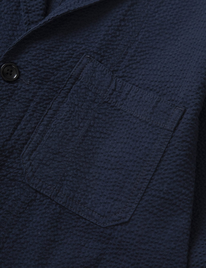 Service Works Seersucker Server Suit Jacket Dark Navy Chest Pocket