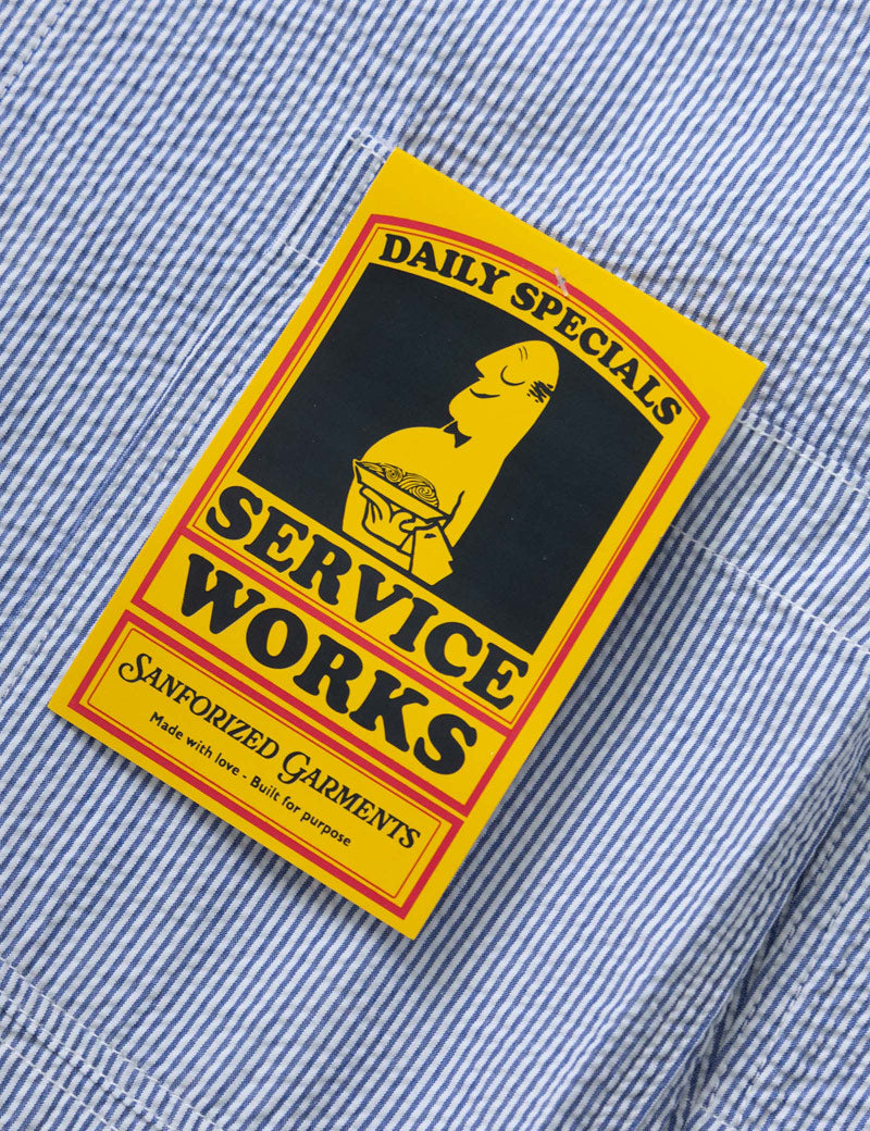 Service Works Seersucker Server Suit Jacket Navy Stripe Pocket