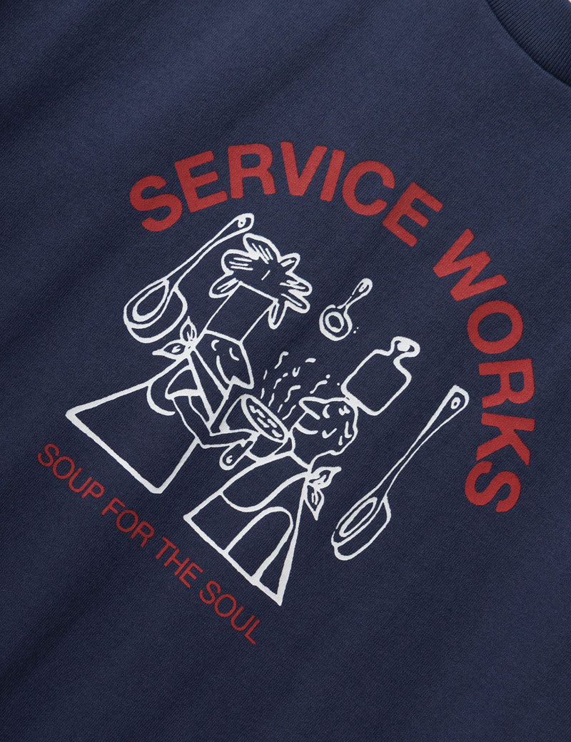 Service Works Soup For The Soul Tee Navy Graphic Print