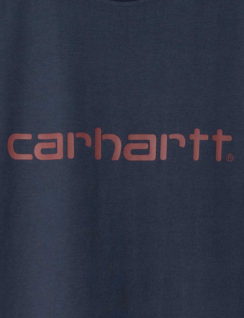 Carhartt WIP Script Short Sleeve T-Shirt Air Force Blue Malbec