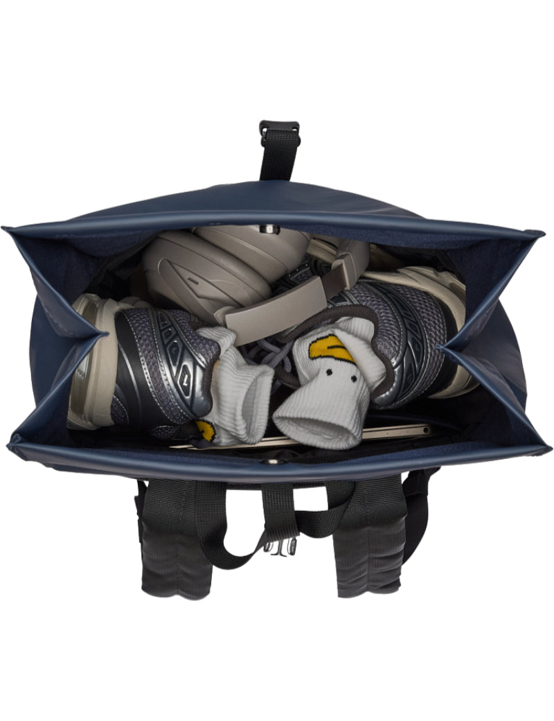 Sandqvist Stream Rolltop Backpack 14" Navy Rolltop Open