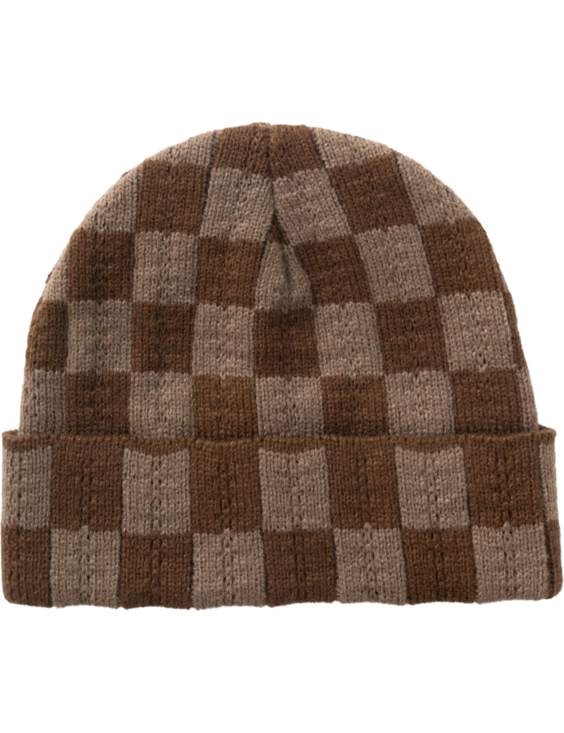 Service Works Chunky Check Beanie Brown Front