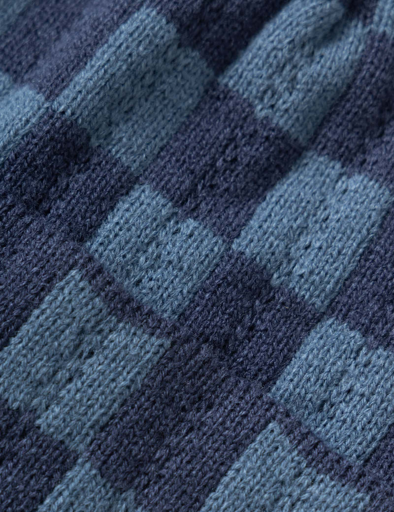 Service Works Chunky Check Beanie Navy Fabric 