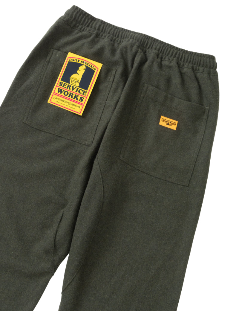 Service Works Flannel Chef Pants Forest Back Angled