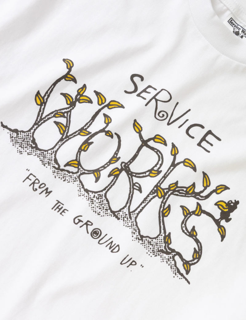 Service Works Ground Up T-Shirt White Print Detail