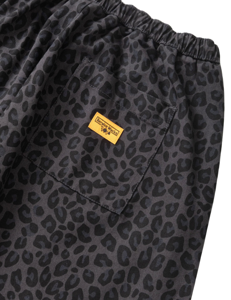 Service Works Patterned Easy Chef Pants Black Leopard Back Pocket