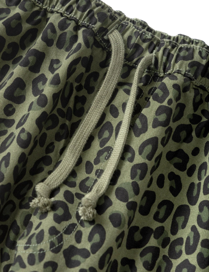 Service Works Patterned Easy Chef Pants Green Leopard Elasticated Waistband