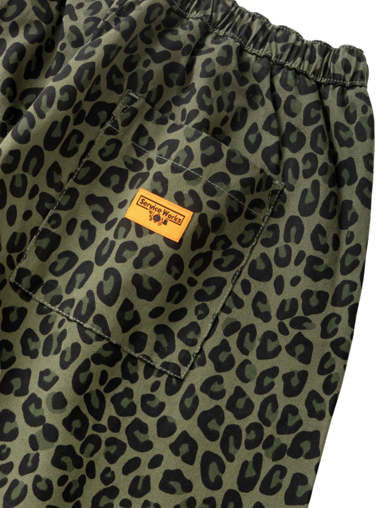 Service Works Patterned Easy Chef Pants Green Leopard Pocket Detail
