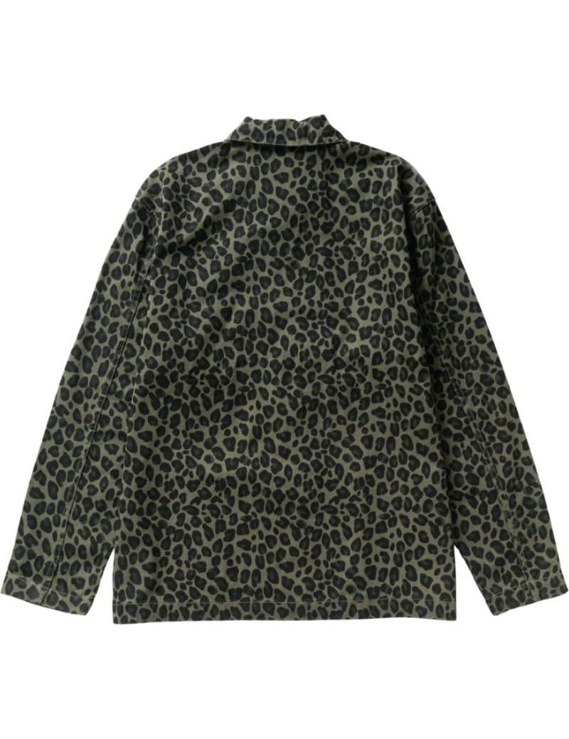 Service Works Patterned Easy Chef Shirt Green Leopard Back