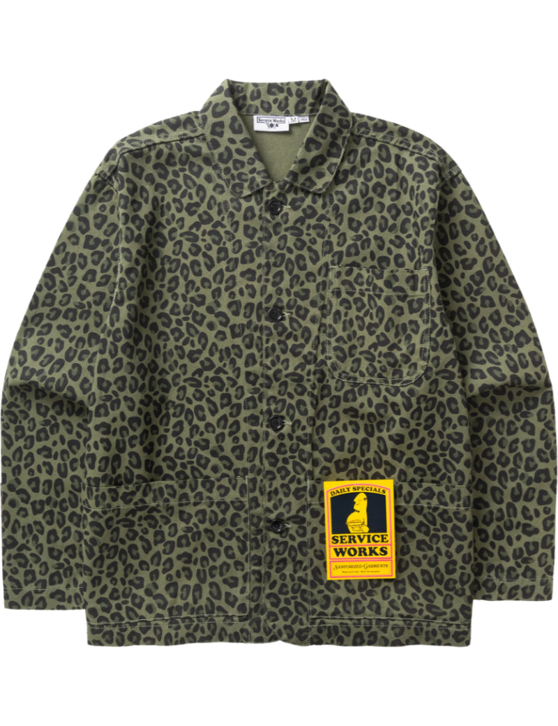 Service Works Patterned Easy Chef Shirt Green Leopard Front