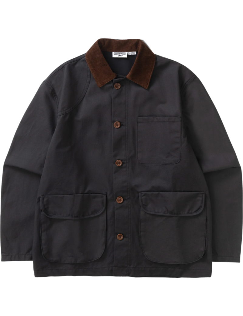 Service Works Waxed Barn Coat Black Front