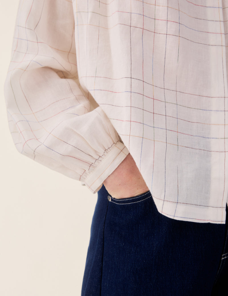 Sideline Binni Shirt White Base Cuff Detail
