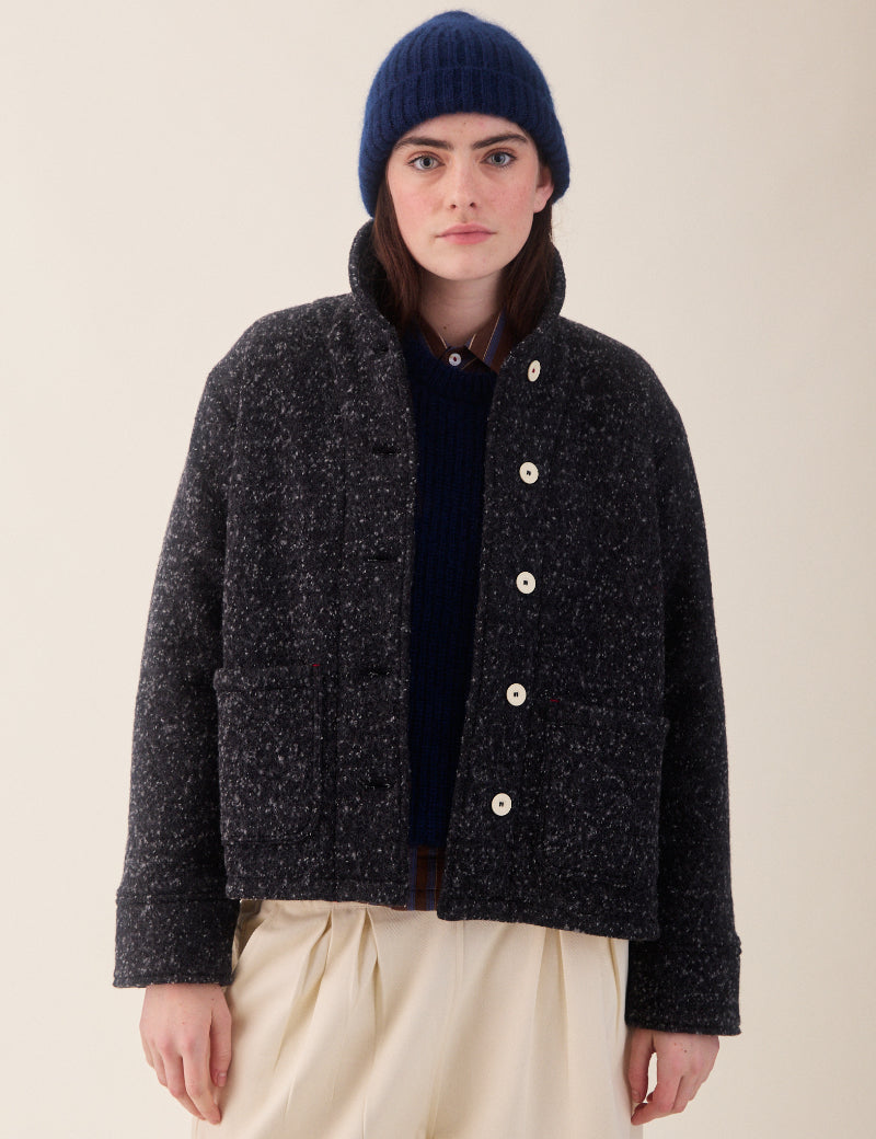 Sideline Grace Jacket Grey Fleck On Model Front