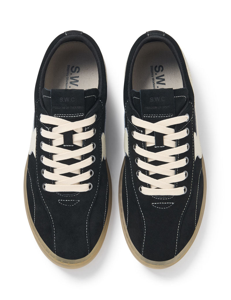 Stepney Workers Club Surma S-Strike Suede Trainers Black, Ecru Top View