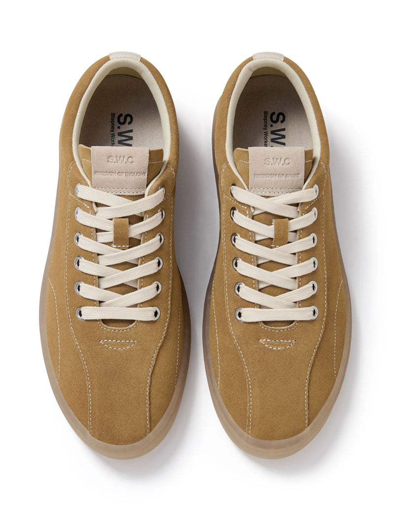 Stepney Workers Club Surma Suede Trainers Camel Top View