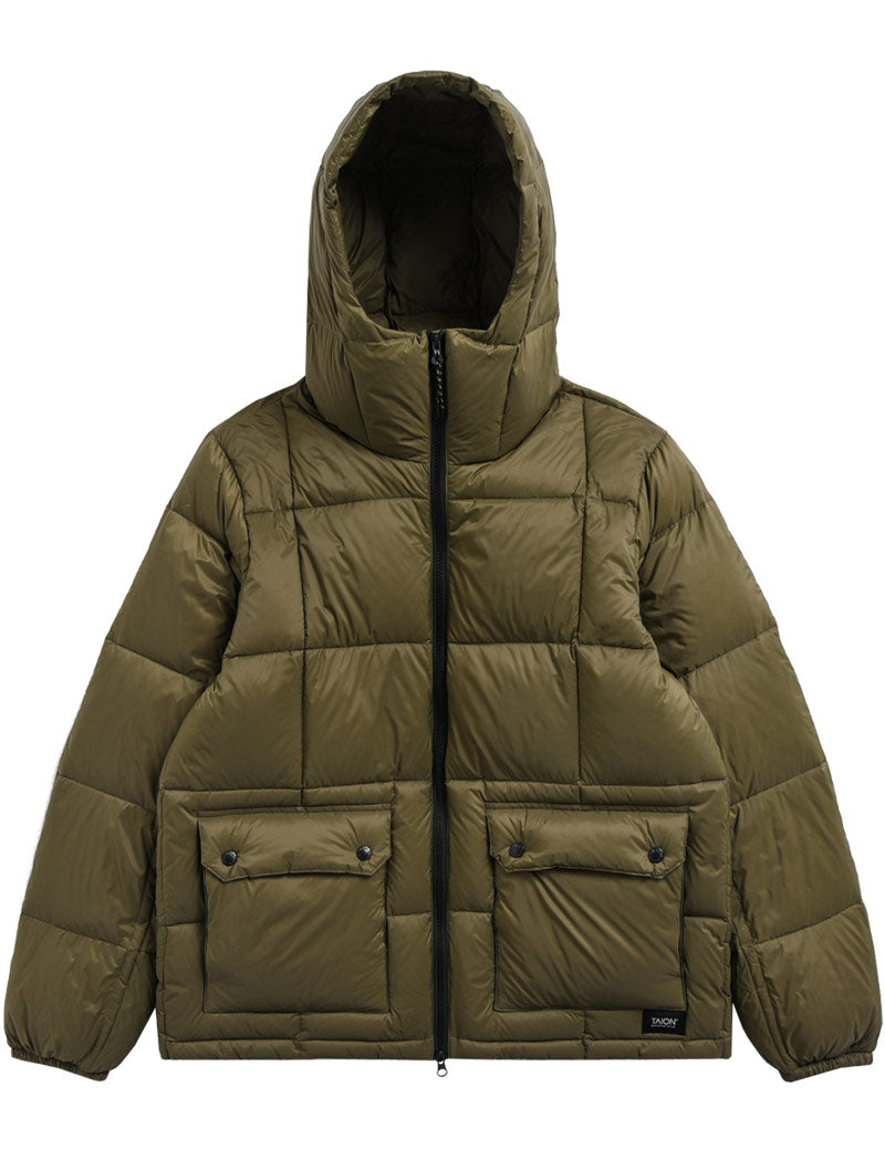 Taion Mountain Packable Volume Down Hoodie Jacket Olive