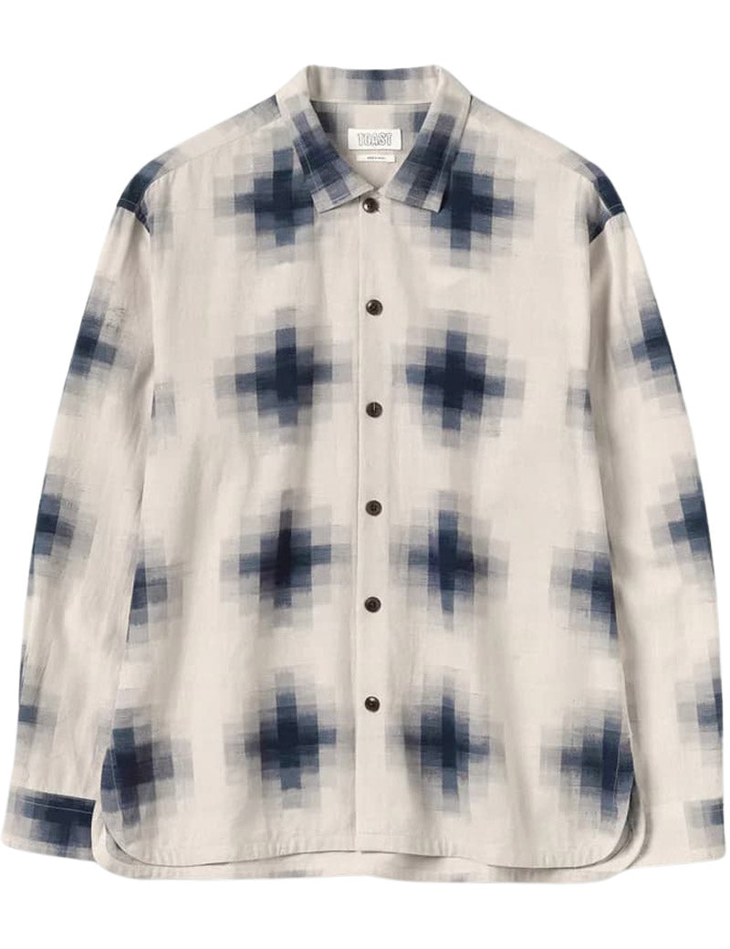 Toast Mosaic Cotton Ikat Shirt Slate Putty
