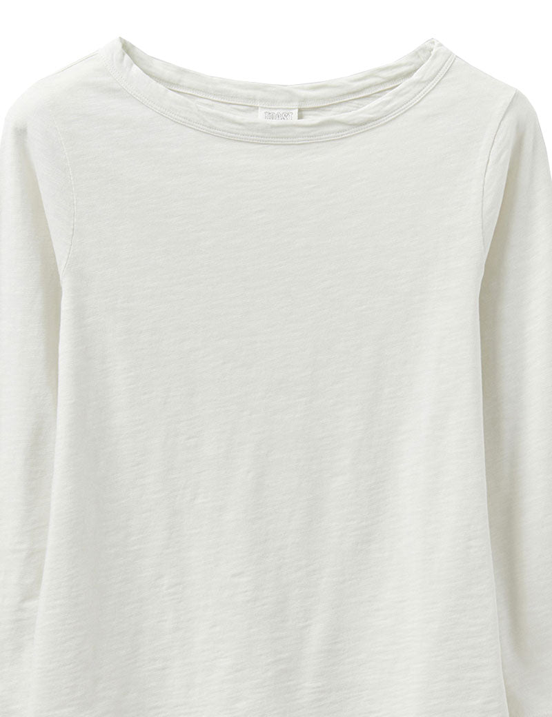 TOAST Lia Garment Dyed Boat Neck Tee Chalk Collar Detail