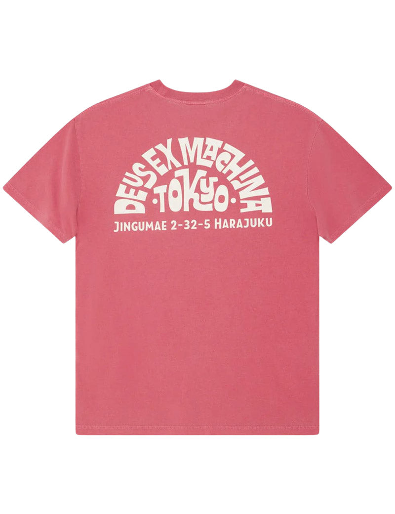 Deus Ex Machina Tokyo Address Tee Melon Red Back View