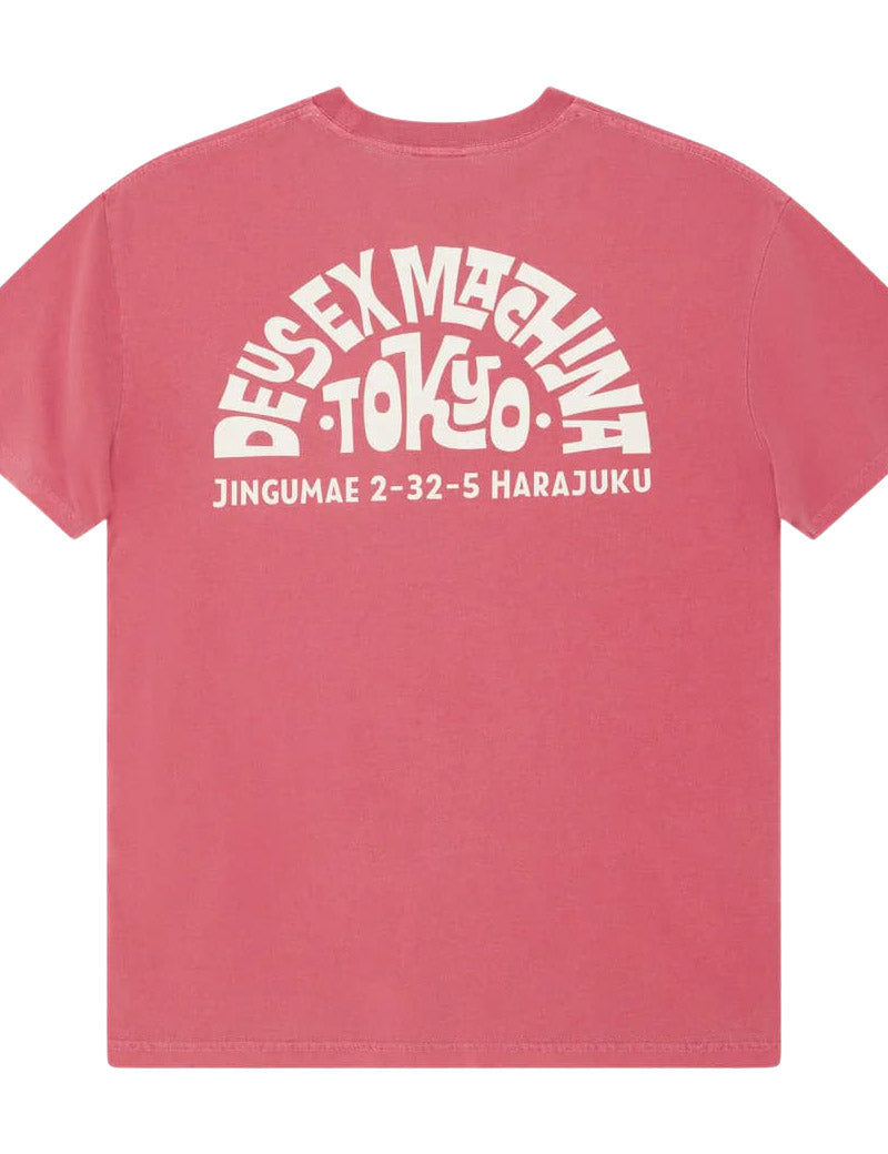 Deus Ex Machina Tokyo Address Tee Melon Red Detail