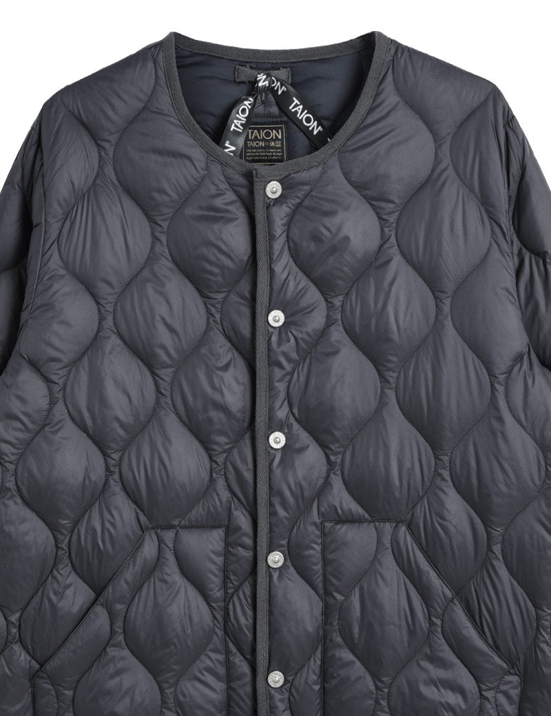 Taion Military Crew Neck Down Jacket Dark Charcoal Collar