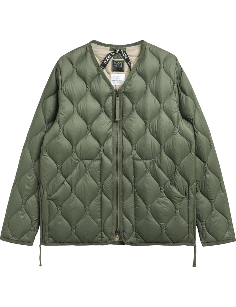 Taion Military V Neck W-Zip Down Jacket Olive