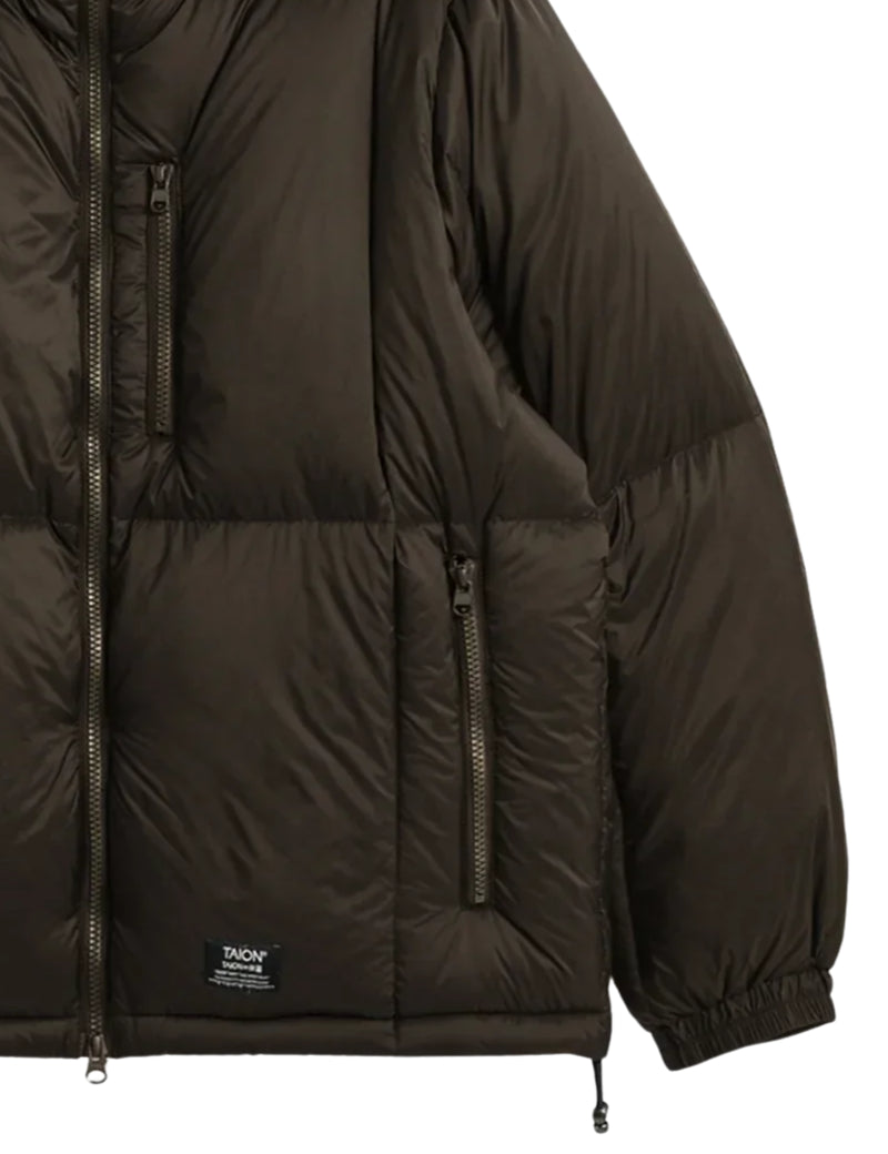 Taion Work W-Zip Volume Down Jacket Dark Brown Quilting