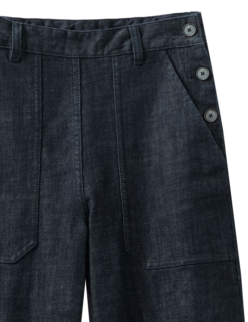 Toast Annie Organic Denim Full Length Jeans Indigo Button Detailing