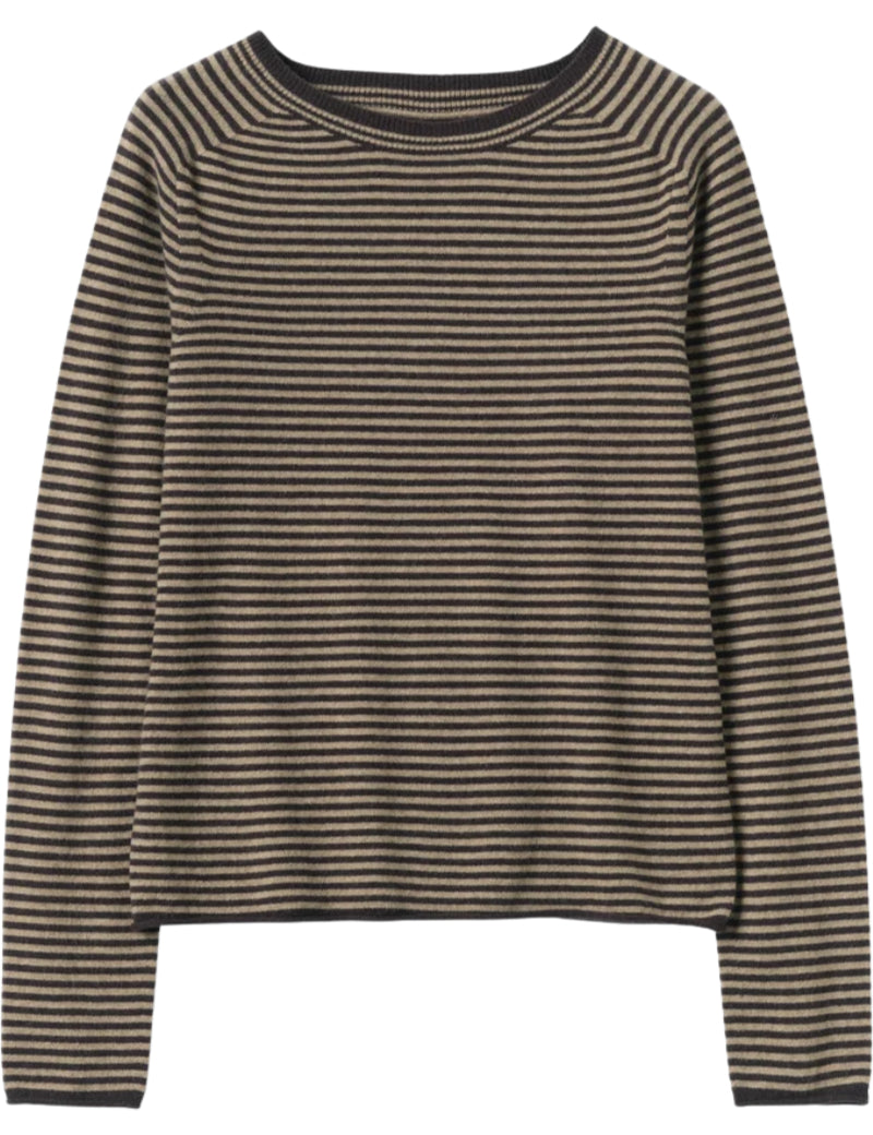 Toast Stripe Wool Cashmere Neat Sweater Brown Umber & Biscuit