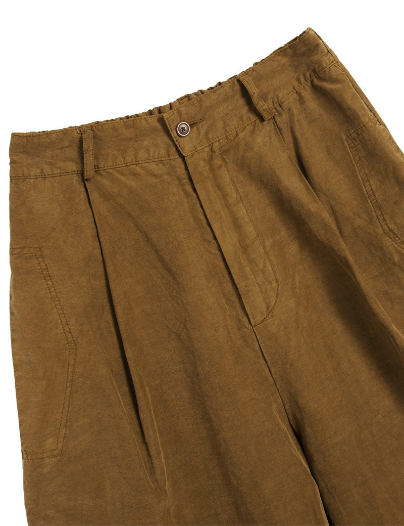 YMC Drop Out Trouser Garment Dye Orange Waistband and pocket detail