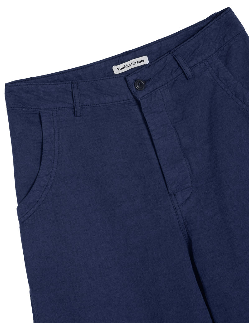 YMC Twisted Seam Trouser Jacquard Blue Waistband detail