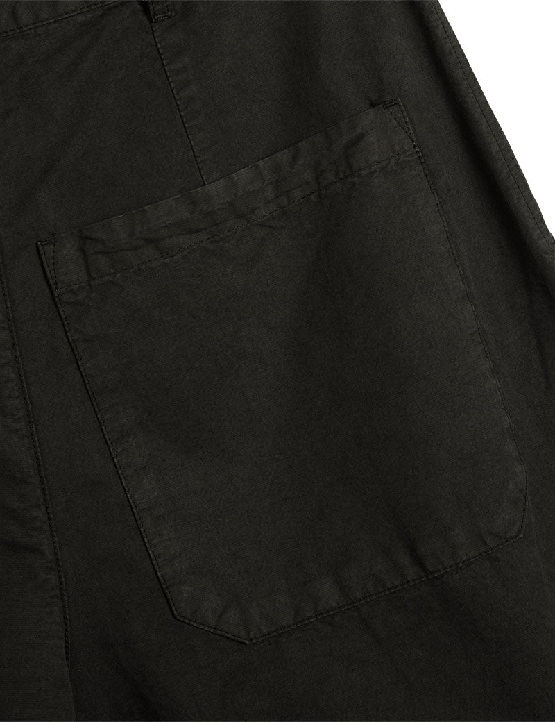YMC Salba Short Garment Dye Dark Green Back Pocket Detail