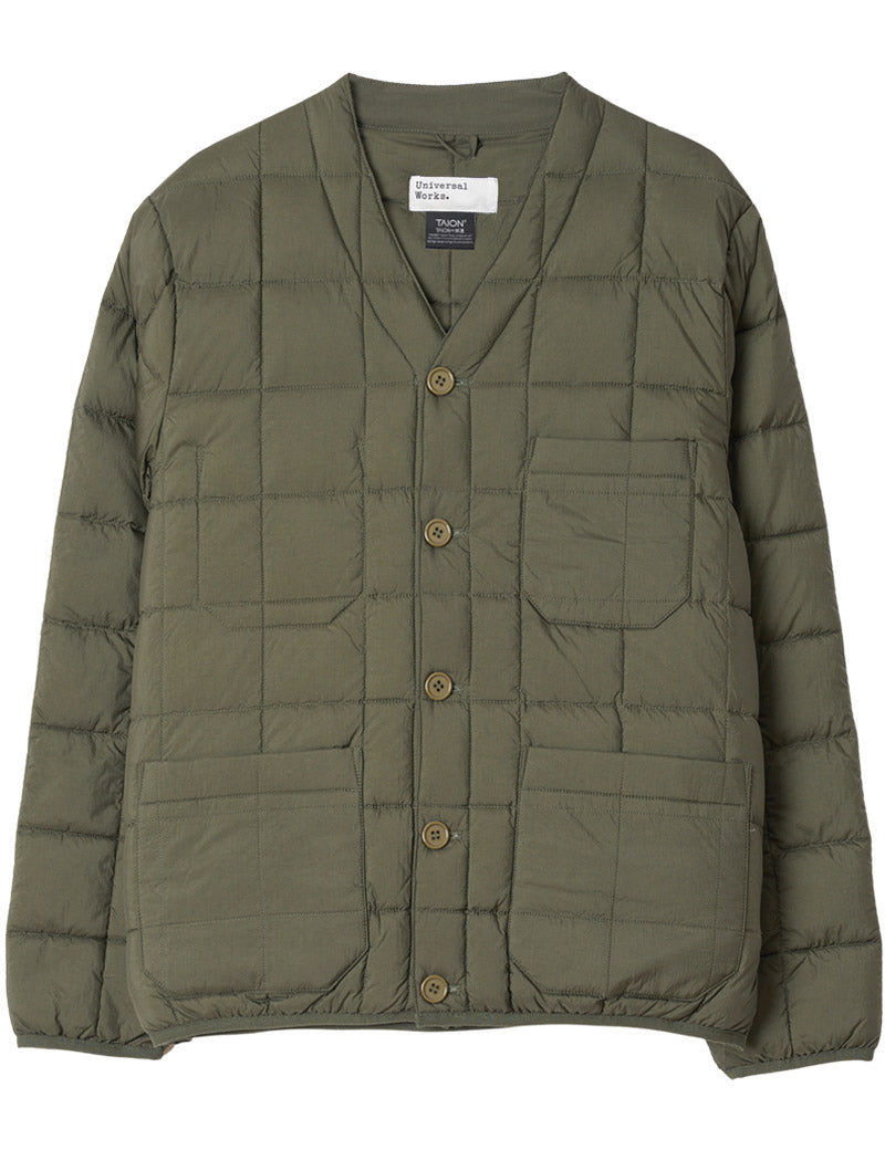 Universal Works Down Cardigan Nylon Soft Shell Olive
