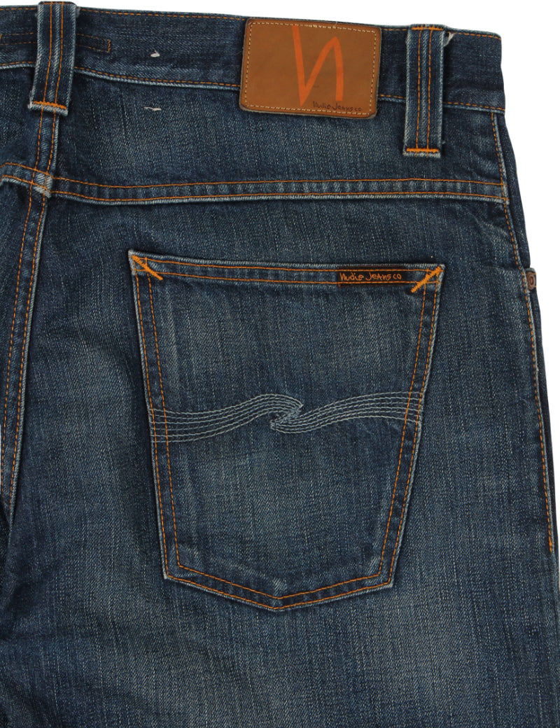 Uniform Reworks Nudie Jeans Straight Alf Indigo 34 32 Back Pocket