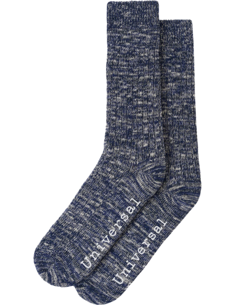 Universal Works Slub Socks Navy Knit