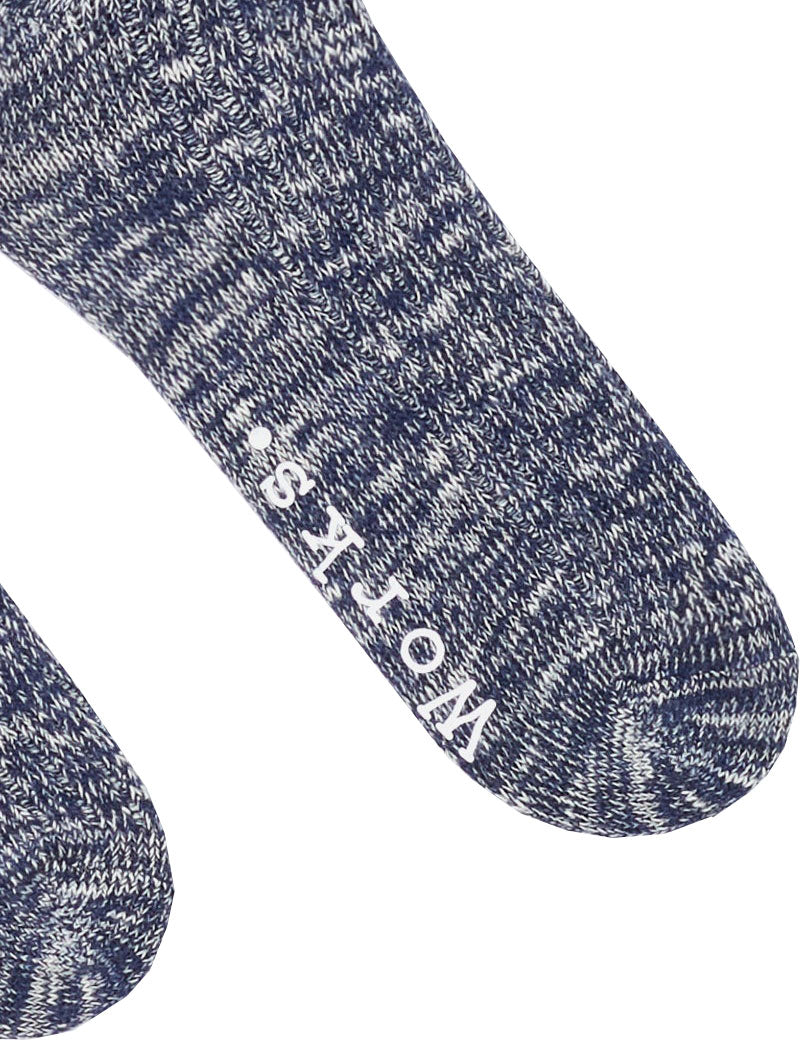 Universal Works Slub Socks Navy Knit Detail