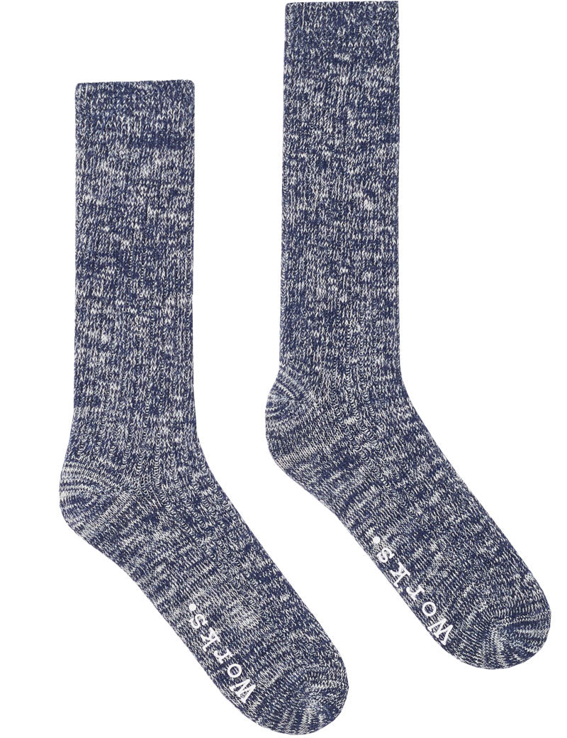 Universal Works Slub Socks Navy Knit Main