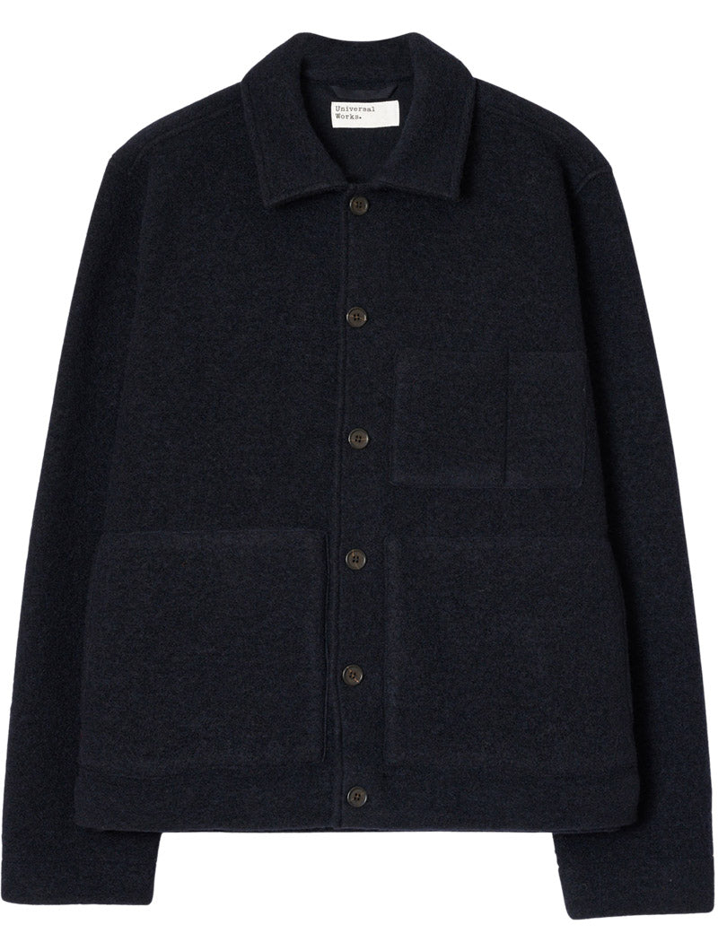Universal Works Uniform Jacket Wool Fleece Navy Front