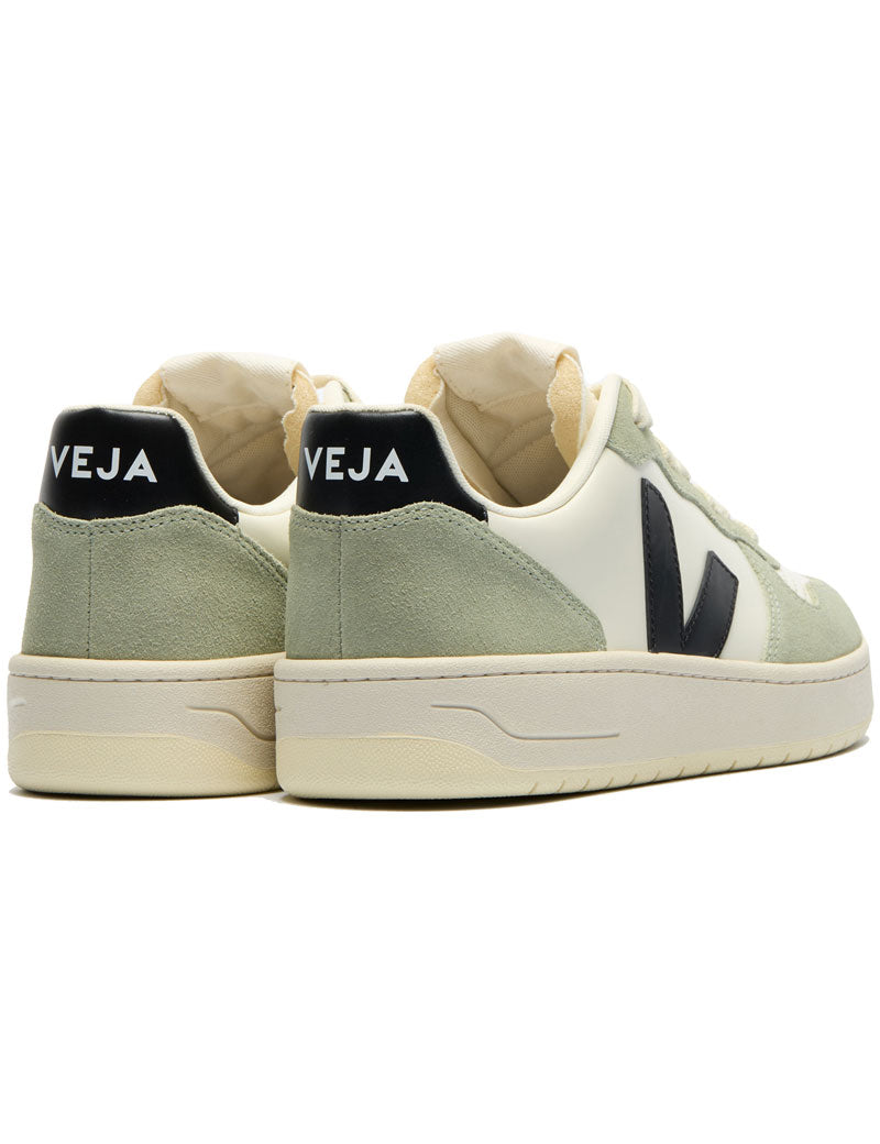 Veja V-10 Prime Leather Trainers Pure Black Clay Men's