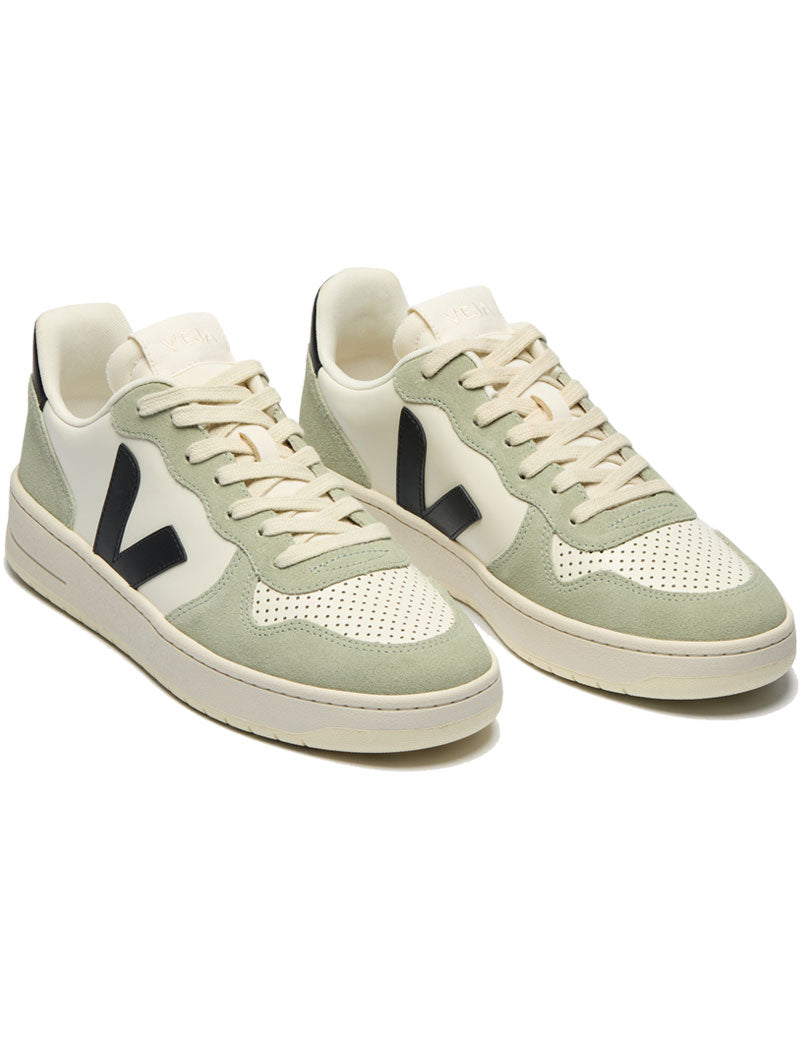 Veja V-10 Prime Leather Pure Black Clay Women's 