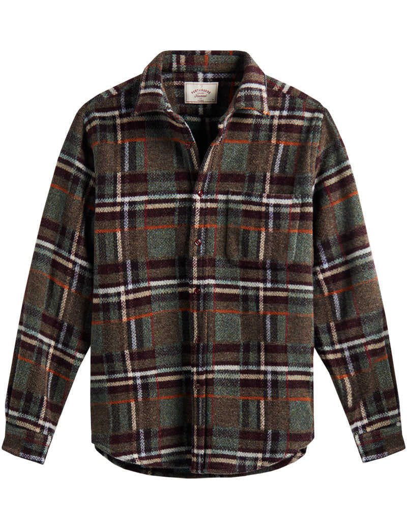 Portuguese Flannel Virgo Checked Brushed Wool Overshirt