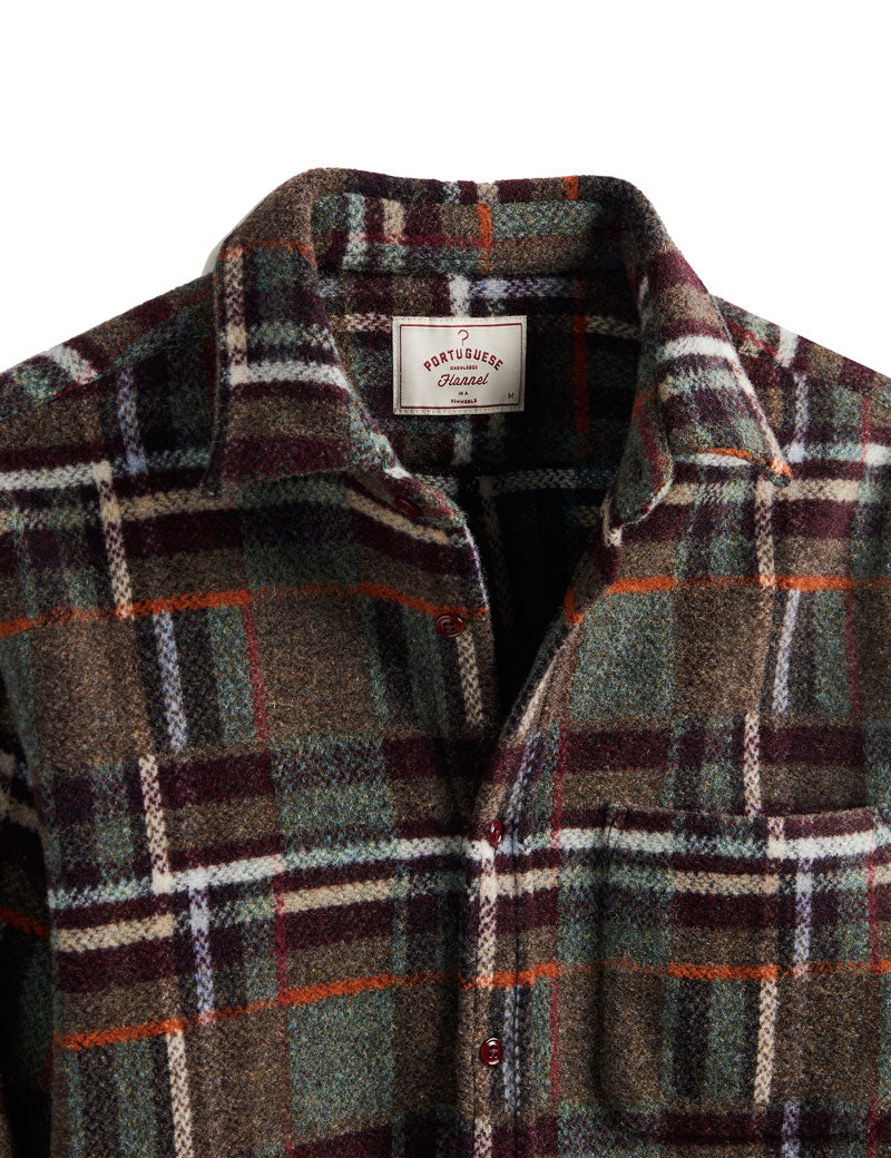 Portuguese Flannel Virgo Checked Brushed Wool Overshirt