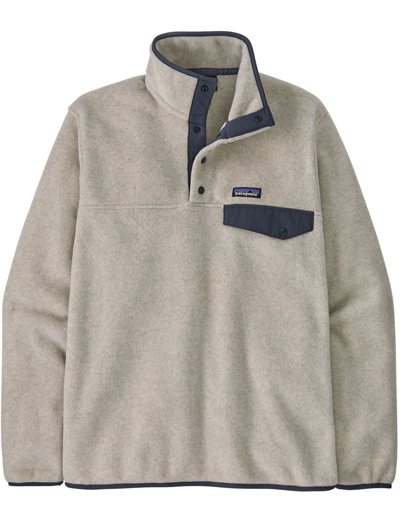 Patagonia Men's Lightweight Synchilla Snap-T Pullover Oatmeal Heather Smolder Blue