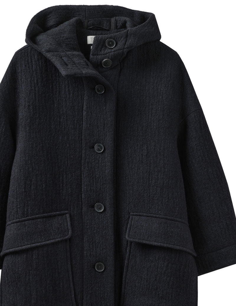 Toast Navy Wool Hooded Coat Dark Navy Uniform Research