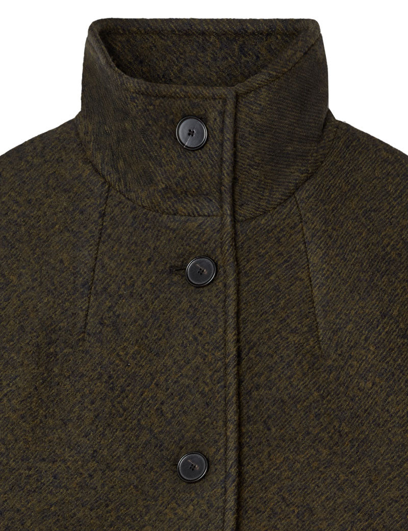 TOAST Boiled Wool Twill Coat Darkest Olive