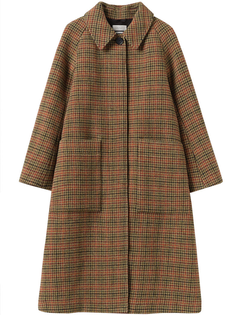 TOAST Frankie Vibrant Check Raglan Coat Umber Multi