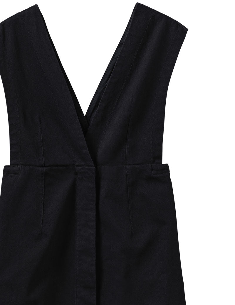 Toast Organic Denim Pinafore Dress Black